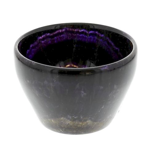 A Blue John bowlTwelve vein Of rounded funnel form with bands of amethyst and dark violet banding ov