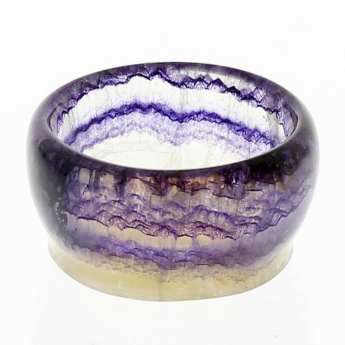 A small Blue John bowl. Millers Vein Of hemispherical form with good parallel banding, 34mm diameter