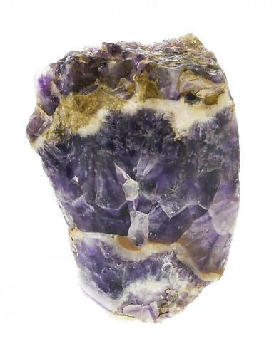 Two chevron amethyst samples The first of irregular boulder form, the two polished faces with good z