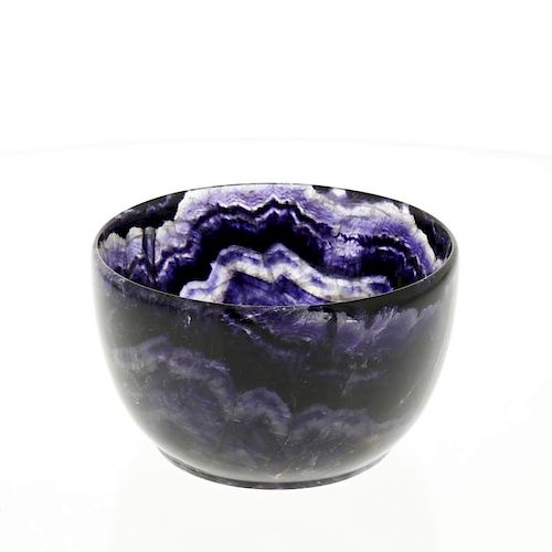 A Blue John bowlTreak Cliff Blue VeinSold by Treak Cliff Cavern Of hemispherical form with good zig-