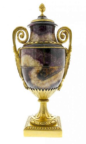 A magnificent ormolu-mounted Blue John urn Late 18th century, attributed to the Boulton workshop, pr