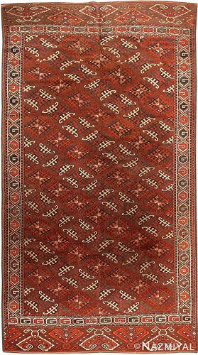 ANTIQUE YOMUD CENTRAL ASIAN RUG. 10 ft 10 in x 5 ft 10 in (3.3 m x 1.78 m).