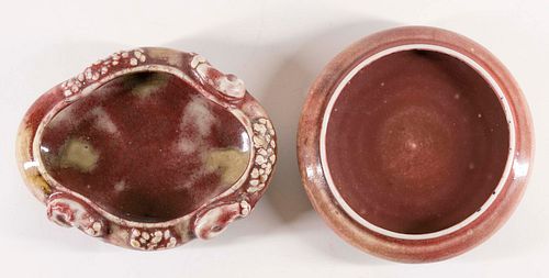 Two Chinese Peachbloom Porcelain Brush Washers