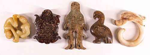 Five Chinese Carved Hardstone Ornaments