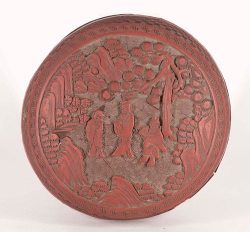 Red Lacquered Domed Circular Covered Box