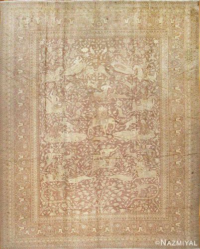ANTIQUE AMRITSAR INDIAN HUNTING RUG. 16 ft 5 in x 13 ft 3 in (5 m x 4.04 m)