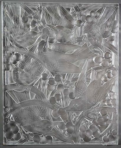 R Lalique 'MERLES ET RAISINS' Glass Panel 1C