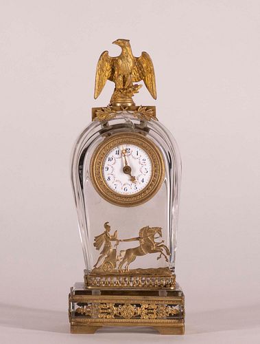 Brass and Glass Boudoir Clock