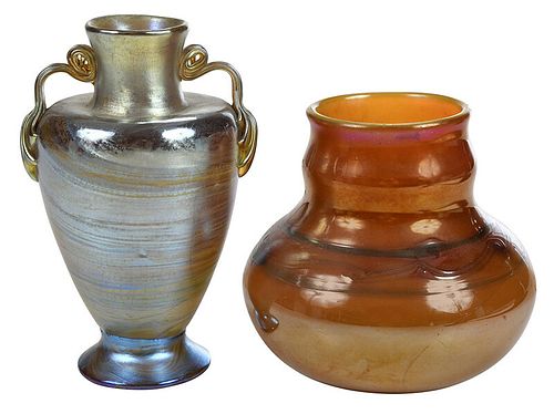 Two Tiffany Favrile Art Glass Vases 