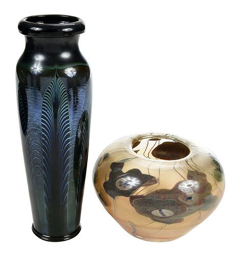 Two Tiffany Favrile Art Glass Vases