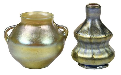 Two Tiffany Favrile Art Glass Vases
