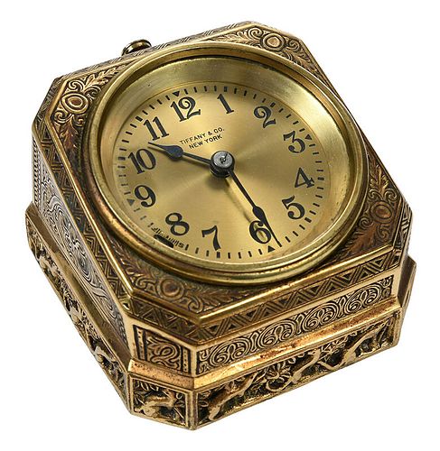 Tiffany Studios Gilt Bronze "Venetian" Desk Clock