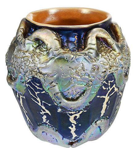 Durand Iridescent Crackled Art Glass "Lava" Vase