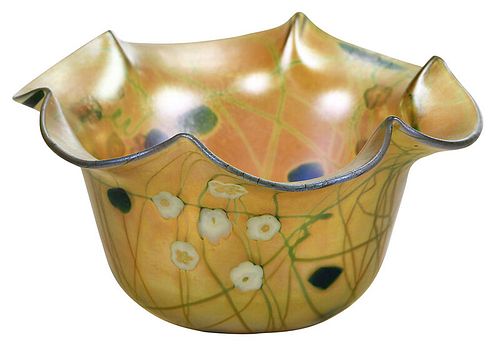 Steuben Millefiore Aurene Signed Art Glass Bowl