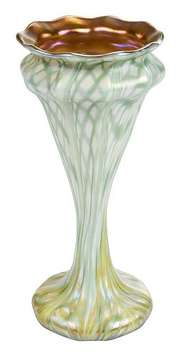 Quezal Iridescent Art Glass Bud Vase