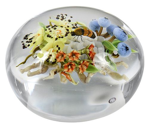 Paul J. Stankard Botanical Art Glass Paperweight