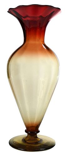Libbey Amberina Glass Baluster Vase