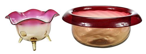 Two Libbey Amberina Art Glass Bowls