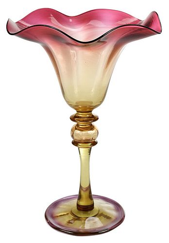 Libbey Amberina Stemmed Glass Vase