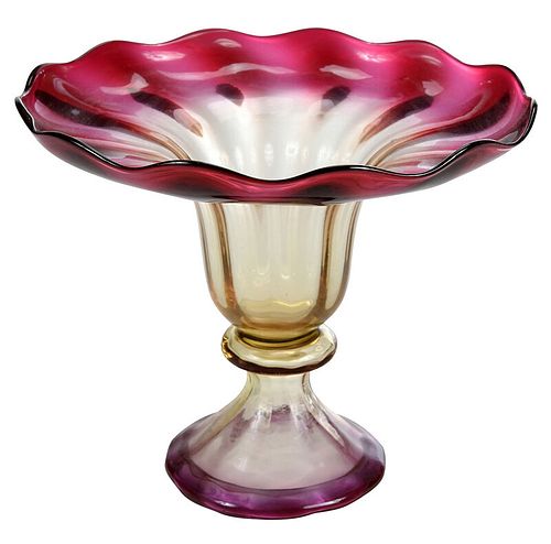 Libbey Amberina Footed Glass Compote