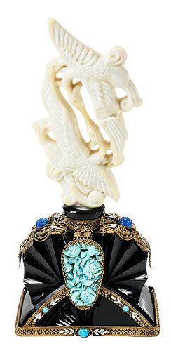 Art Deco Black Crystal Jeweled Perfume