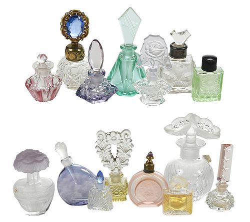 15 Assorted Small Glass Perfume and Scent Bottles