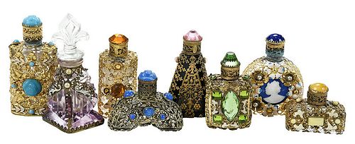 20 Czech Small Filigree and Jeweled Perfumes