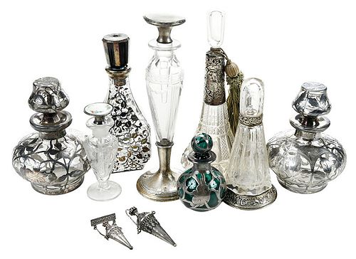Ten Cologne and Scent Bottles with Silver Mounts