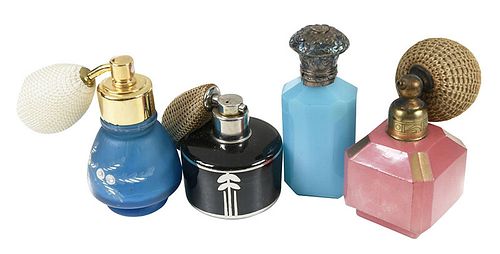 Three Art Glass Atomizers and Scent Bottles