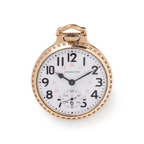 HAMILTON, GOLD-FILLED OPEN FACE POCKET WATCH