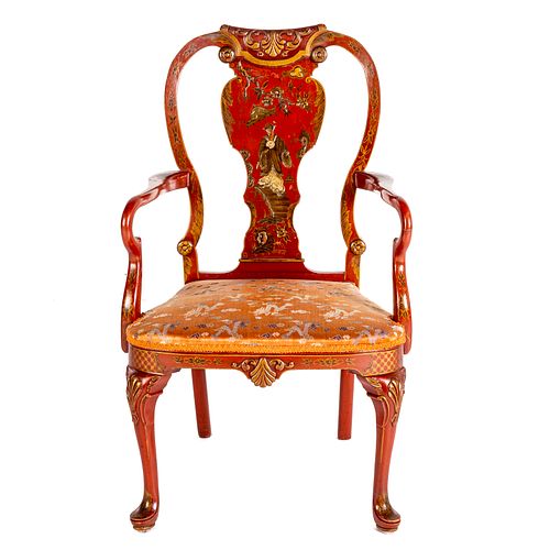 Queen Anne Style Jappaned Arm Chair
