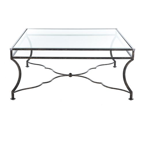 Large Contemporary Glass Top Coffee Table