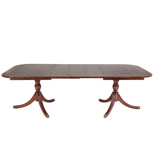 Regency Style Banded Mahogany Pedestal Table