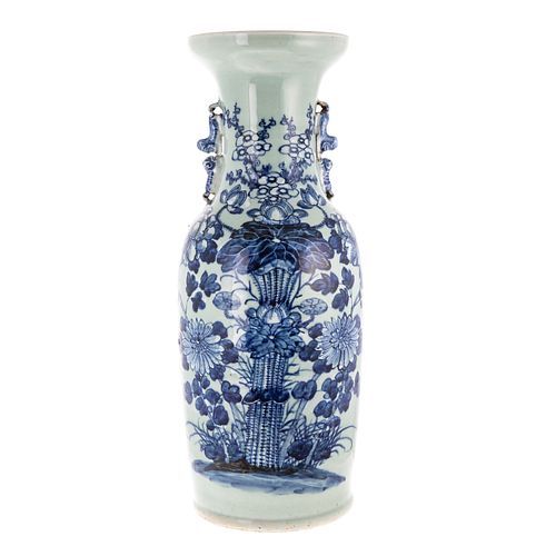 Large Chinese Export Blue/White Celadon Vase