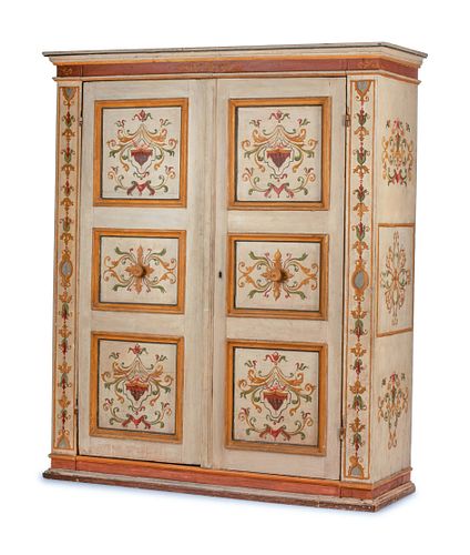 An Italian Neoclassical Painted Armoire
Height 90 x width 75 x depth 25 1/2 inches.