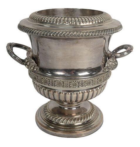 Sheffield Silver Plated Wine Cooler with two handles, height 9 1/2 inches. Provenance: From a Newport, Rhode Island historic home, in the same family 
