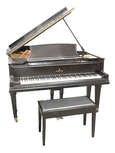 Steinway and Sons Grand Piano model A ebonized with "Capo D'Astro Pat" duplex scale (cracked soundboard).