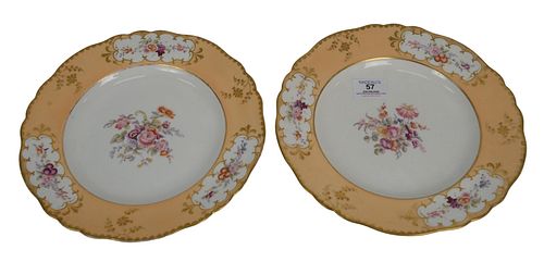 Group of Sixteen Scalloped Edge English China, to include twelve dinner plates; along with four serving plates, each marked to the underside with "Die