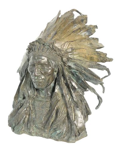 After Adolph Alexander Weinman (1870 - 1952) Chief Blackbird Oglala Sioux, bronze with black patina, marked and titled on his left side "A.A. Weinman"