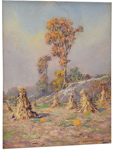 John G. Huffington (American, 1864 - 1929) Autumn Landscape, 1897, oil on board, signed lower right "John Huffington," dated on the reverse "1897," 14