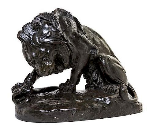 A French Bronze Animalier Figure Height 22 1/2 x width 27 x depth 15 1/2 inches.
