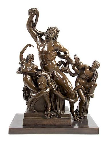 * A Continental Bronze Figural Group Height 36 1/2 inches.