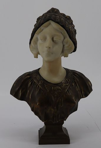 De Frisole Signed Bronze And Marble Bust