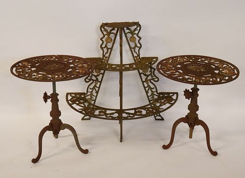 Vintage Cast Iron Plant Stand Together With