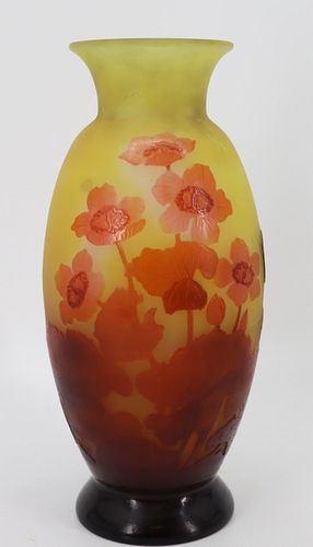Galle signed French Cameo Glass Vase.