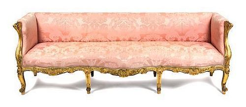 * A Pair of Louis XV Style Giltwood Canapes Width 101 inches.