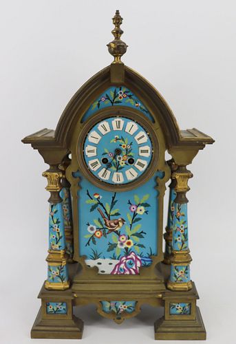 Antique French Bronze And Enameled Porcelain