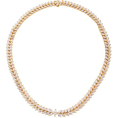 CHOKER WITH DIAMONDS IN 18K YELLOW GOLD 1 Marquise cut diamond ~0.67 ct Clarity: SI1 and 203 diamonds, different cuts
