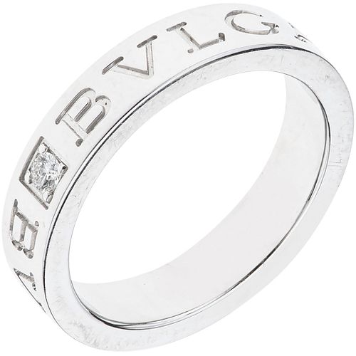 RING WITH DIAMOND IN 18K WHITE GOLD, BVLGARI, BVLGARI BVLGARI COLLECTION 1 brilliant cut diamond~0.04ct. Size:6