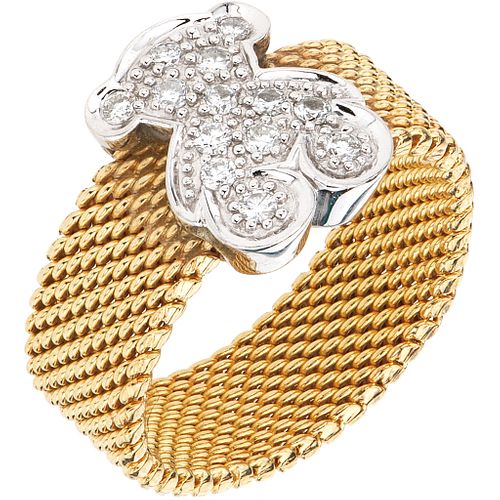 RING WITH DIAMONDS IN 18K YELLOW GOLD, TOUS, ICON MESH COLLECTION with 13  brilliant cut diamonds ~0.20 ct Size: 6 for sale at auction on 21st April |  Bidsquare